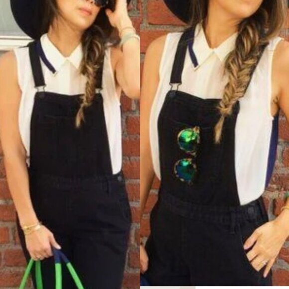 Old Navy - Side-Zip Overalls Dungarees 714118 | Size XS | Stowaway Black Denim - Picture 1 of 10